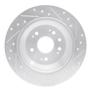 Honda CrossTOUR Brake Rotor (1) - Rear Left - R1 Concepts - Drilled & Slotted - Silver - `10-`15
